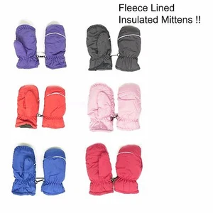 Kids Toddlers Fleece Lined Winter Gloves Waterproof Assorted Solid Color Mittens - Picture 1 of 10