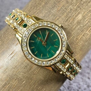 Colleen Lopez CL Women B5438 Malachite Dial Pave Gold Tone 25mm Quartz Watch 7" - Picture 1 of 13