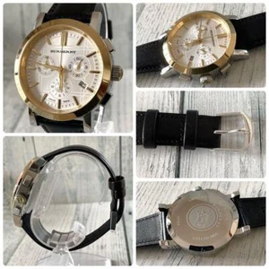 BURBERRY BU1374 Watch 40mm Silver Dial Chronograph Quartz Men's Vintage Working - Picture 1 of 24