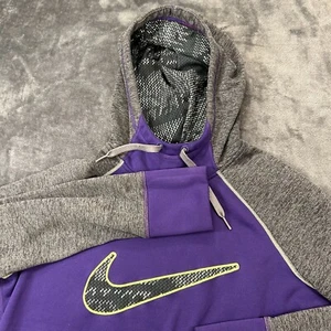 Nike Sweater Womens Medium Purple Pullover Hooded Sweatshirt Therma Fit Check - Picture 1 of 13