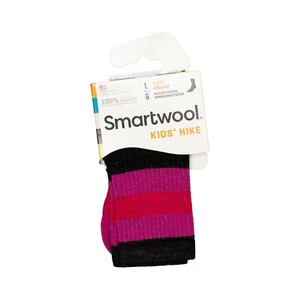 Smartwool Kids' Hiking Crew Socks Striped Black Size L 2543 - Picture 1 of 1