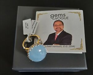Gems En Voque large Milky Aquamarine stone Ring w tags Size 7.5