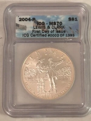 2004 P Commemorative Lewis & Clark Expedition Silver Dollar $1 MS 70 ICG #002 - Image 1 of 2