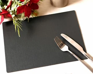 Set of 4 Charcoal Grey Elementary Leatherboard Placemats Tablemats - Made in UK - Picture 1 of 1