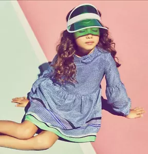Janie & Jack Dress Blue Green Striped Polka Dot Long Sleeve Size 8 - Picture 1 of 8