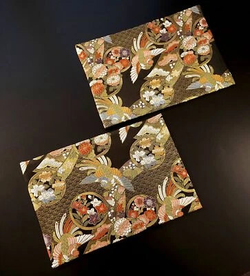 Kimono Obi Style Table Mat Placemat Set Asuka Design Japan 2 Pieces - Image 1 of 4