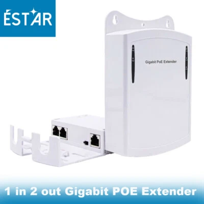 Outdoor 1 Input 2 Output Gigabit POE Extender/Repeater High Power 30W for CCTV - Image 1 of 4
