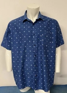 Cotton Traders Men's Blue Paisley Print Short Sleeve Shirt UK XL - Picture 1 of 11