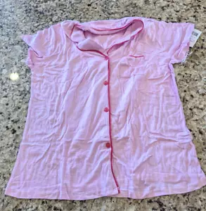 Joan Vass Womens Short Sleeve Pajama Set Button Up Shirt Shorts Pink size XL - Picture 1 of 12