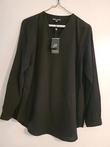 NEW Adrianna Papell Women Black Blouse Top Shirt size M Long Sleeve - Picture 1 of 7