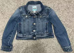 Vecchia giacca jeans crop navy bambina taglia XS/5 regular-blu indaco denim-tasche - Foto 1 di 11
