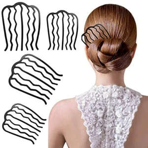 4 Stück Haar Seitenkämme Vintage Haargabel Clip U Form French Twist Kamm Haar P - Bild 1 von 6