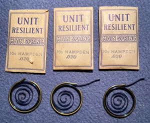Unit Resilient Main Spring 16s Hampden .020, lot of 3 - Picture 1 of 2