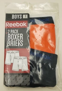 NEW REEBOK 2 PACK BOXER BRIEFS FOR BOYS 100% COTTON SIZE SMALL 6/7 FREE SHIPPING - Picture 1 of 2