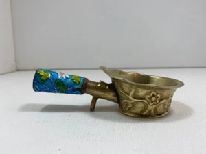 1930s Chinese Silk Iron with Enamel Handle - Vintage Floral Design - Picture 1 of 10