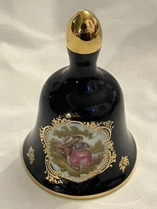 Antique Limoges France Hand Painted Gold Gilt Courting Couple Cobalt Bell FR SHP - Bild 1 von 13