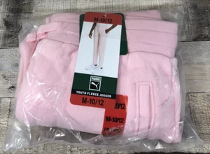 Girls Puma Youth Fleece Jogger Pants Color Pink Size Medium (10/12) - Picture 1 of 4