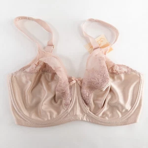 Aviana Bra 36F Blush Pink Lace Trim Underwire Unpadded Style 2456 Adjustable New - Picture 1 of 8
