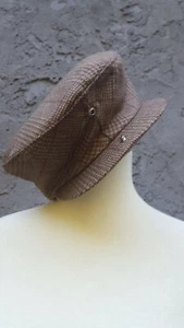 Vintage Newsboy HAT Cap Brown Tan Plaid Snap Brim Medium Seifter - Picture 1 of 6