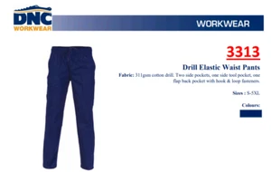 DRILL ELASTIC WAIST PANTS BRAND NEW CLOTHES WORK WEAR 3313 DNC - Picture 1 of 4