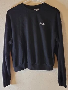 Divided H&M Black Cropped Sweatshirt Size MEDIUM - Picture 1 of 4