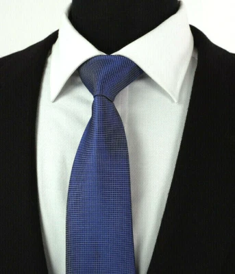 Da Uomo Blu Twill Essenziale Tinta Unita Cravatta Tessuta Sposo Cerimonia Regalo - Immagine 1 di 2