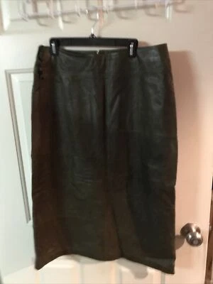 Falda midi halógena para mujer línea A de cuero marrón talla 14 Foto 1 de 4