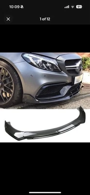 Divisor de alerón labial de parachoques delantero de fibra de carbono para Mercedes-Benz C200 C250 C300 Foto 1 de 4