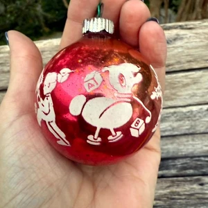 Vintage Shiny Brite Stencil Glass Christmas Round Ornament Tree Hanging Decor - Picture 1 of 7