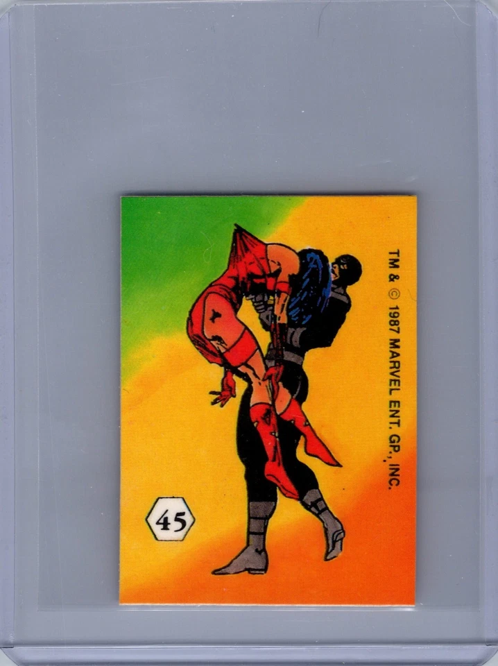 1987 MARVEL UNIVERSE STICKERS III MAGIC MOMENTS BULLSEYE ELEKTRA 2PV - Image 1 of 2