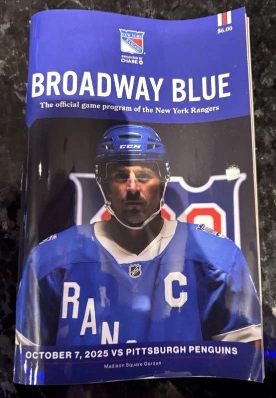 New York Rangers Año Centenario Noche de Apertura Programa 2025 MSG Exclusivo Foto 1 de 1