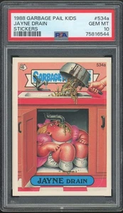 1988 Topps Garbage Pail Kids 13th Series #534a Jayne Drain PSA 10 GEM MINT Os13 - Picture 1 of 2