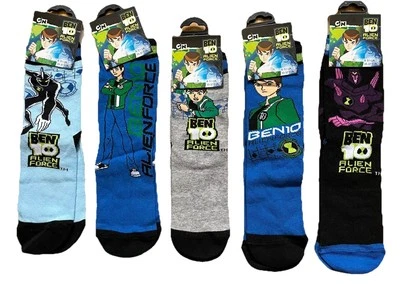 GEORGE 5 PAIRS OF BOYS OFFICIAL BEN 10 SOCKS ALIEN FORCE 4-5 1/2 UK 35-37 EURO NEW