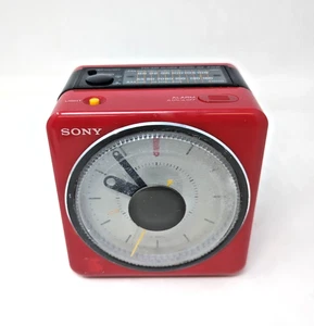 RARE Vintage Sony FM/AM Radio Melody Alarm Clock Retro Red Cube ICF-A10W (READ) - Picture 1 of 7