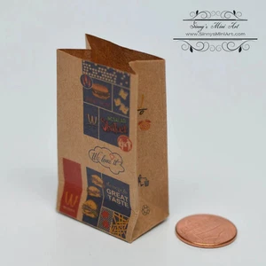 Bolsas de compras McDonald's miniatura para casa de muñecas 1:6 A41 - Imagen 1 de 4
