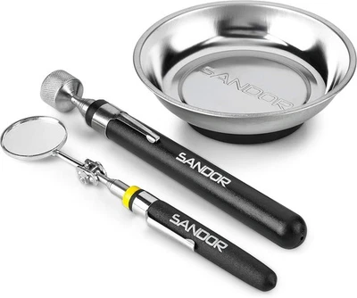 Juego de herramientas de inspección de 3 piezas - Bandeja de piezas magnéticas, espejo de inspección telescópico,  Foto 1 de 4