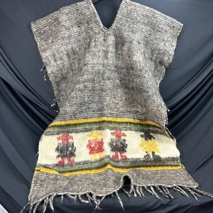 Vintage 60er Jahre Mexikanischer Teppich Strickponcho South Western Style Rug Poncho - Bild 1 von 7
