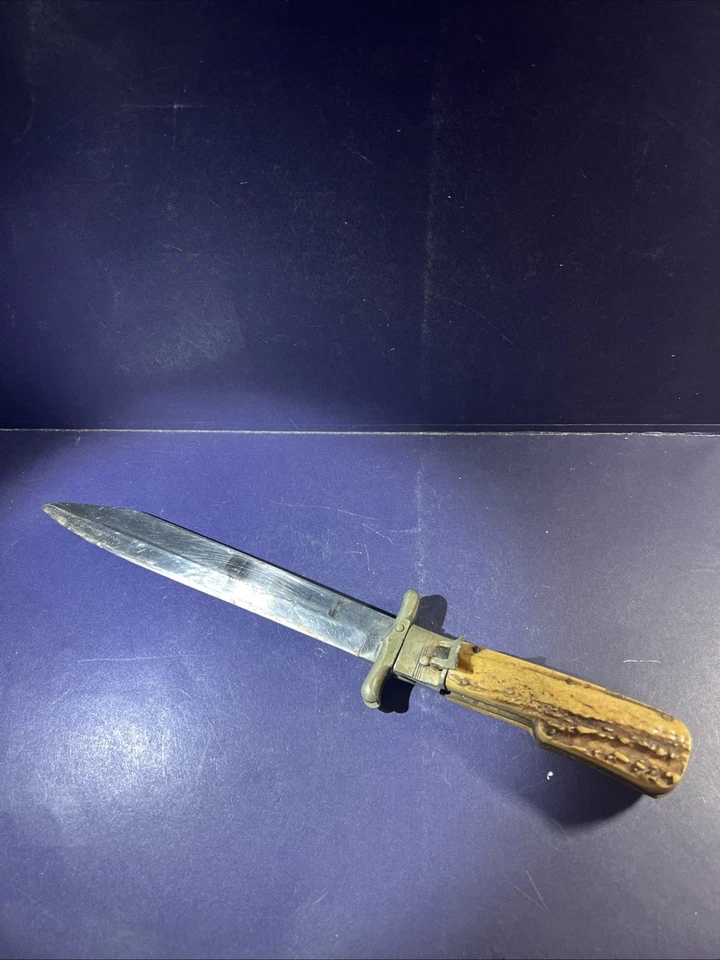 Vintage Knife STAG Folding Bowie Cheetah Swing Guard!! Used !! 11.5” Long Open!! - Image 1 of 4