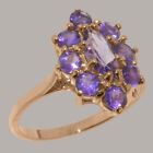 Solid 14ct Rose Gold Natural Amethyst Womens Cluster Ring - Sizes J to Z