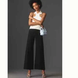 Anthropologie The Ettie High-Rise Crop Wide-Leg Pants by Maeve 24p black new nwt - Picture 1 of 8