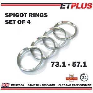 Metal Spigot Rings 73.1 - 57.1 (73.1mm -57.1mm) Aluminium Wheel Hub Centre Rings - Picture 1 of 3