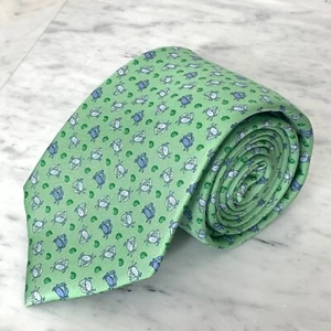Cravatta BROOKS BROTHERS cravatta seta 59" x 3-5/8" blu bianco granchio su verde usata in ottime condizioni - Foto 1 di 5