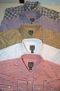Jos A Bank Men Check Button Up Long Sleeve Dress Shirt Sz L (Lot of 5) - Picture 1 of 22