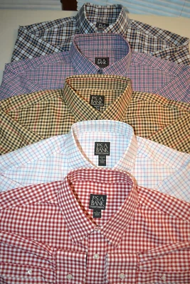 Jos A Bank Men Check Button Up Long Sleeve Dress Shirt Sz L (Lot of 5) - Image 1 of 4