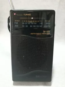 Vintage SANYO RP-5070 AM FM Pocket Radio Portable Black Working Condition - Picture 1 of 5