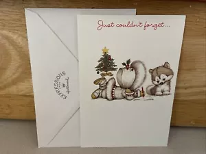 Raro biglietto di auguri di Natale Hallmark inutilizzato Frosty Friends Eskimo Husky Pup - Foto 1 di 3