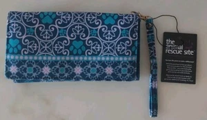 Canvas Paws Wristlet Wallet New the animal rescue site Navy Blue Teal Purple - Picture 1 of 4