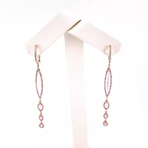 Mother of Pearl & Diamond, 18K Rose Gold Drop Earrings - Picture 1 of 5