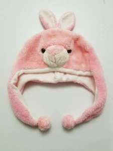 Pink Plush EASTER BUNNY Animal Winter Hat w/ Pom Poms - Picture 1 of 4