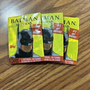 3 Vintage Trading Card Packs Sealed, BATMAN RETURNS, 1991 DC Comics Topps - Picture 1 of 3